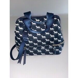 Dabney Lee Green White Horses Insulated Lunch Tote Bag